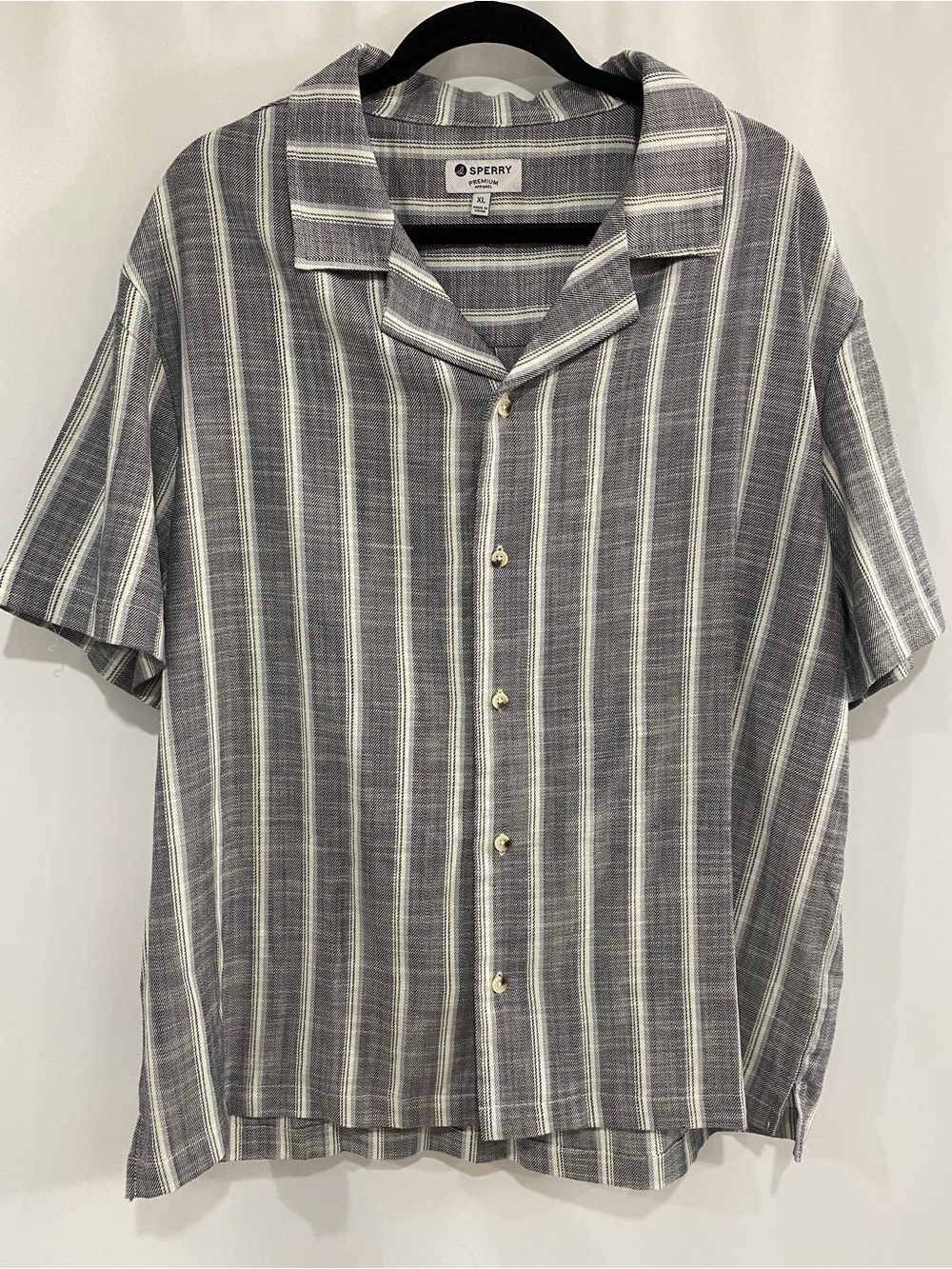 Sperry Men’s XL camp collar textured shirt, Linen look, new without tags
